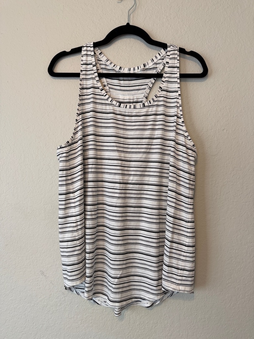 lululemon White and Black Striped Racerback Tank